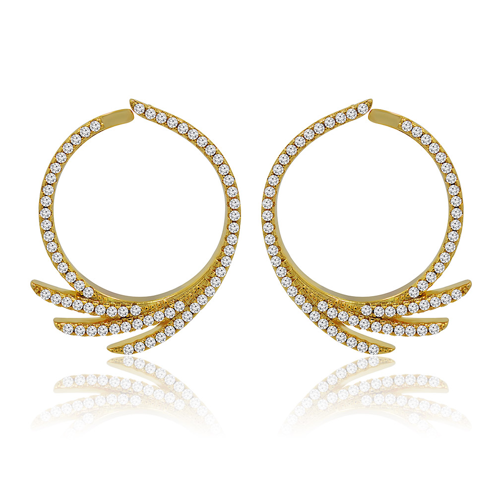 Gold Plated Cubic Zirconia Circle Earrings